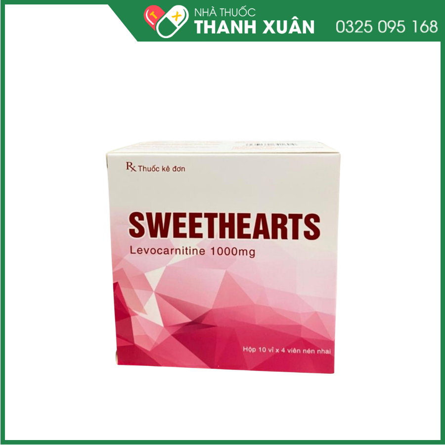 Sweethearts 1000mg điều trị thiếu hụt carnitin nguyên phát và thứ phát